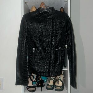 BCBG Olivia Textured Moto Jacket black size xsmall
